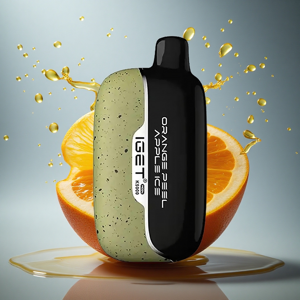 IGET Moon K5000 Puffs Oranjeschil Appel IJs Mesh Coil 1.35 Ohm PC Materiaal 81.5 g
