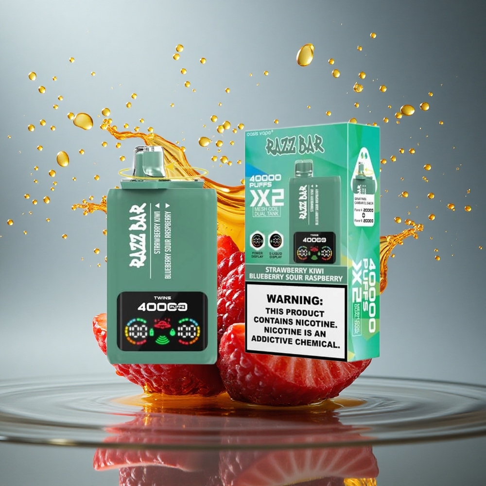 Razz Bar 40000 Puffs Aardbei Kiwi - Bosbes Zure Framboos met Mesh Coil en 650 mAh