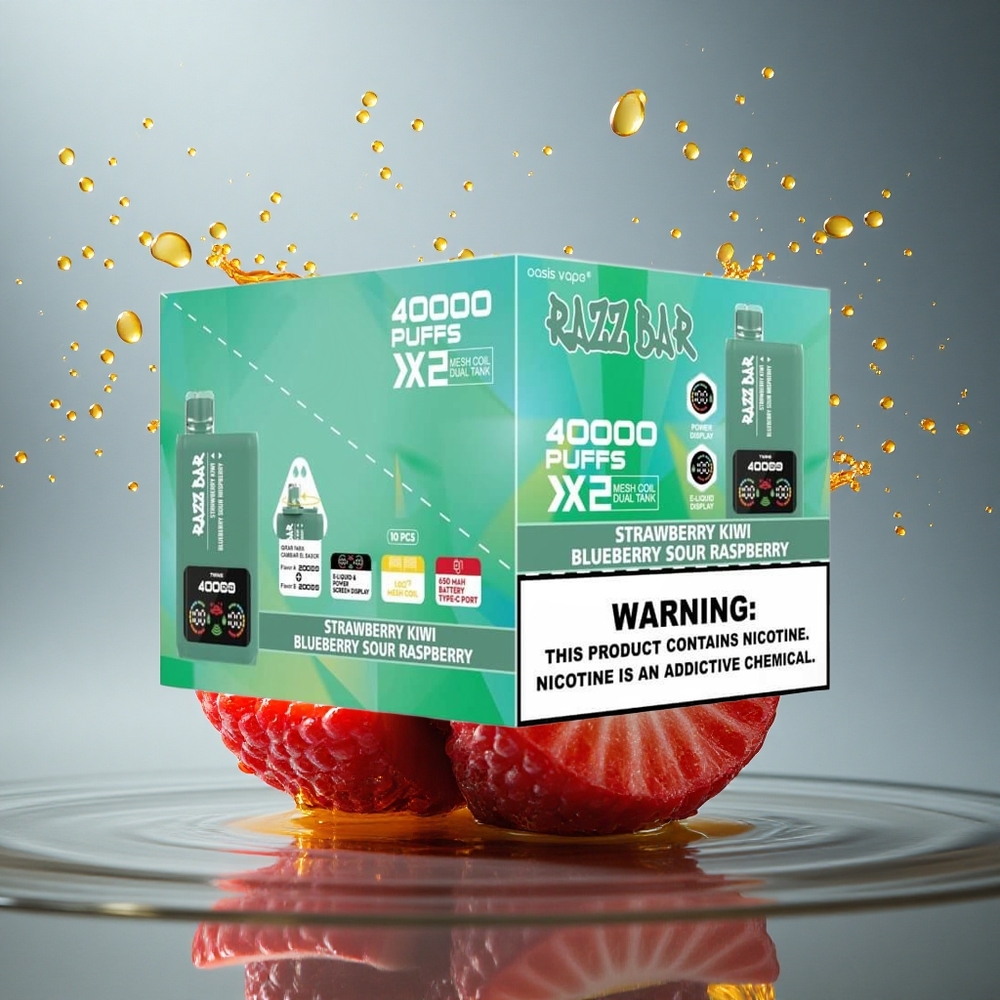 Razz Bar 40000 Puffs Aardbei Kiwi - Bosbes Zure Framboos met Mesh Coil en 650 mAh