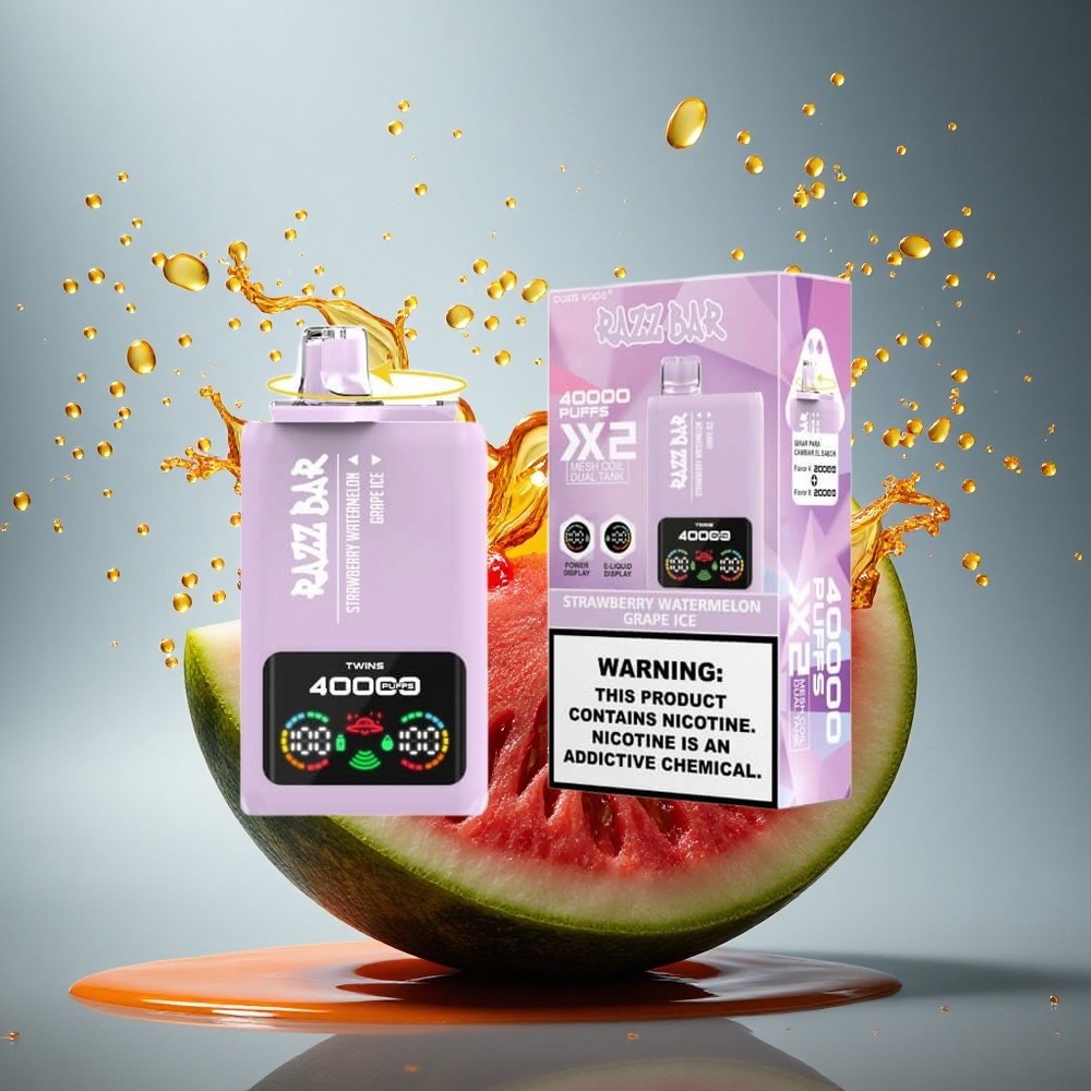 Razz Bar 40000 Puffs Aardbei Watermeloen - Druiven IJs met 5% nicotine en 650 mAh