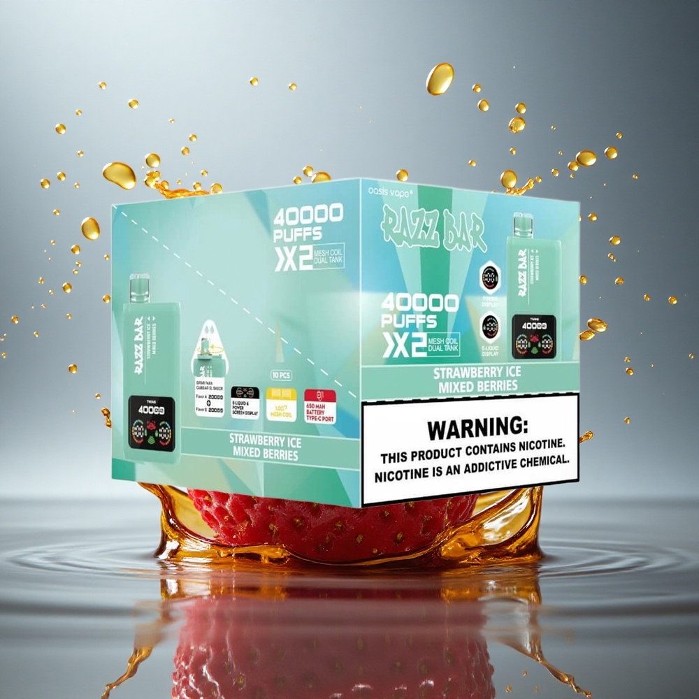 Razz Bar 40000 Puffs Aardbeienijs - Gemengde Bessen met 5% Nicotine en Type-C Poort