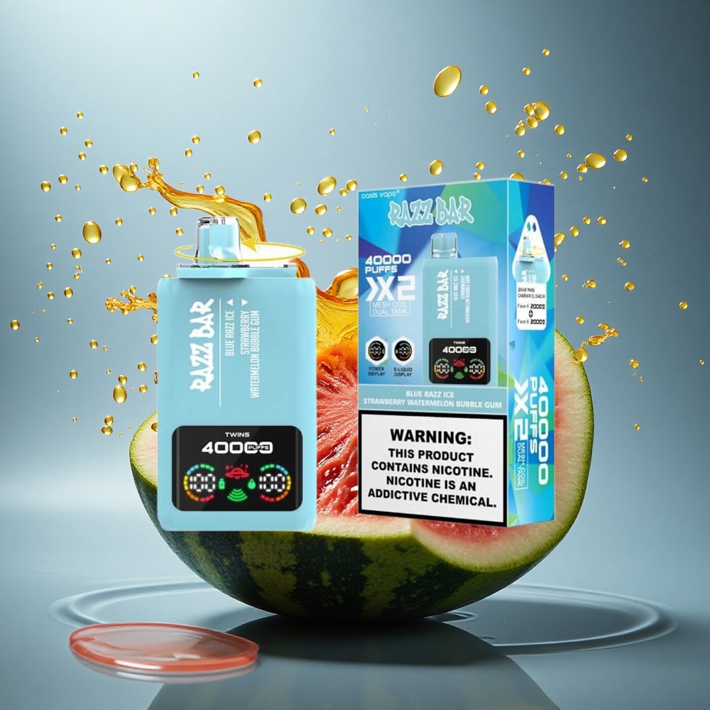Razz Bar 40000 Puffs Blauwe Framboos IJswatermeloen Kauwgom met 650 mAh en 2%,5% nicotine