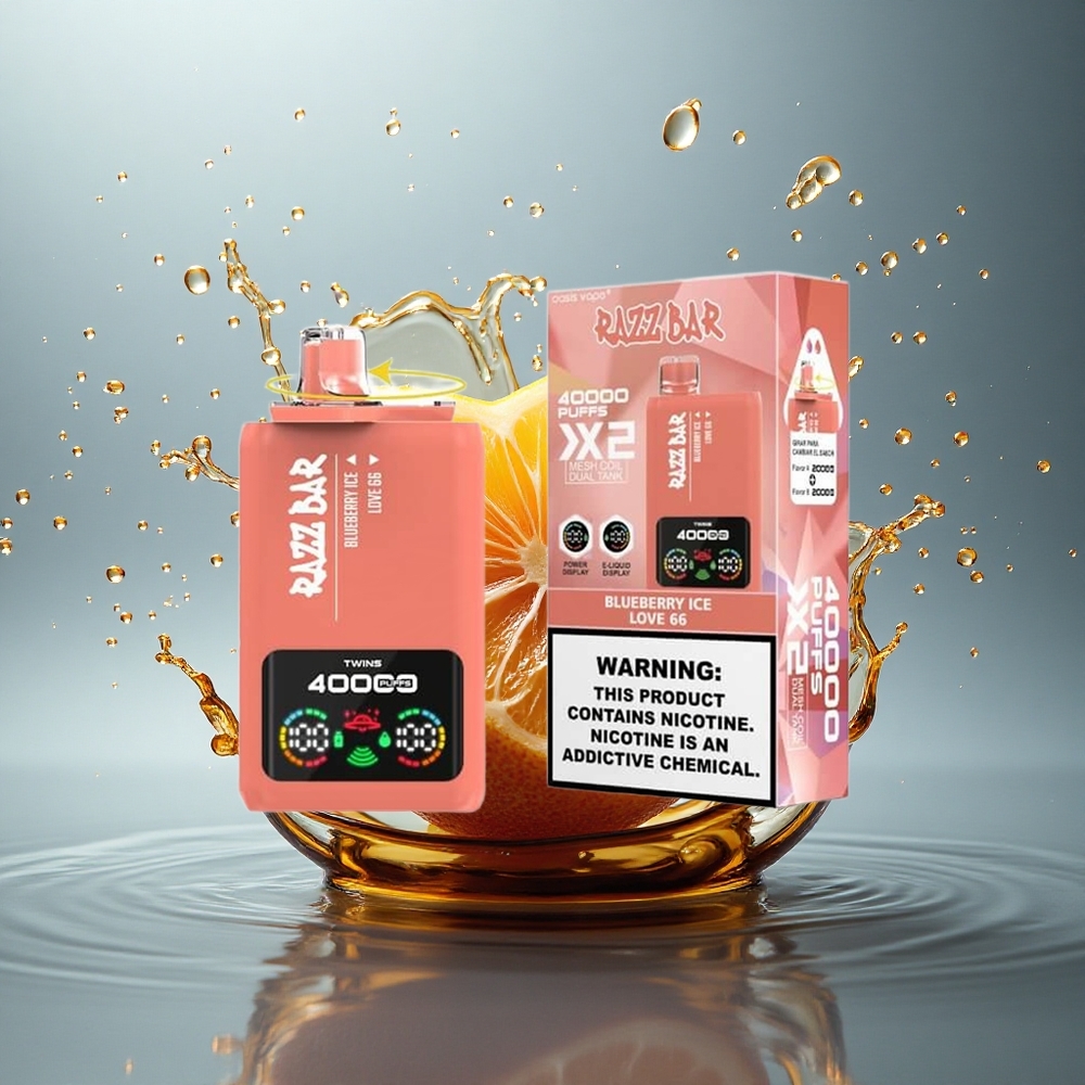 Razz Bar 40000 Puffs Bosbes IJs - Liefde 66 met 650 mAh & 2%,5% nicotine