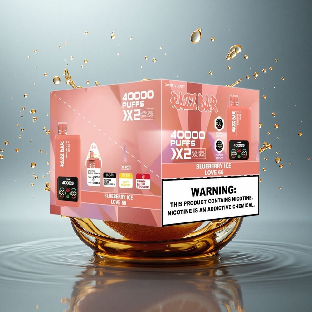 Razz Bar 40000 Puffs Bosbes IJs - Liefde 66 met 650 mAh & 2%,5% nicotine