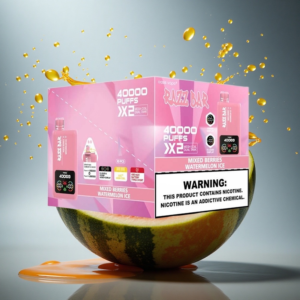 Razz Bar 40000 Puffs Gemengde Bessen - Watermeloen IJs met 650 mAh en 2% nicotine