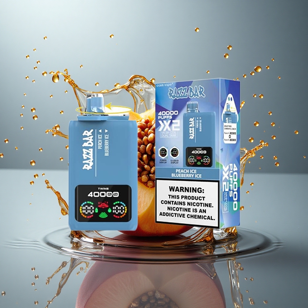 Razz Bar 40000 Puffs Perzik IJs - Bosbes IJs Type-C 650mAh 2% Nicotine