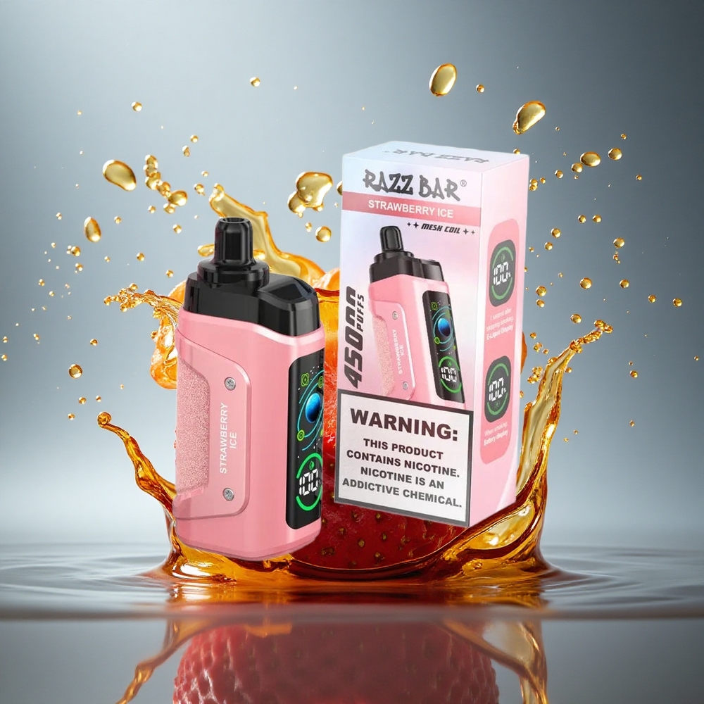 Razz Bar 45000 Puffs Aardbei IJs met 20 mg/ml nicotine en 650 mAh batterij