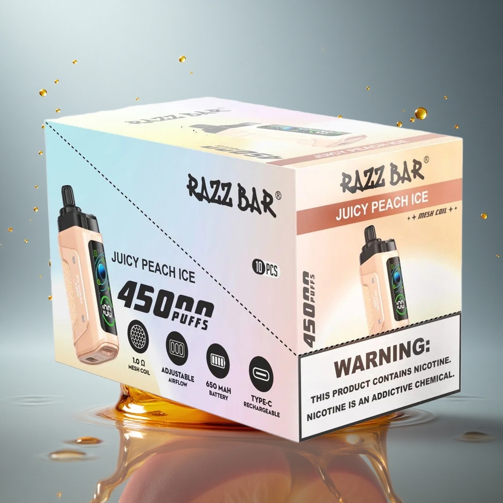 Razz Bar 45000 Puffs Sappige Perzik IJs met 20 mg/ml Nicotine en Type-C Oplaadbaar