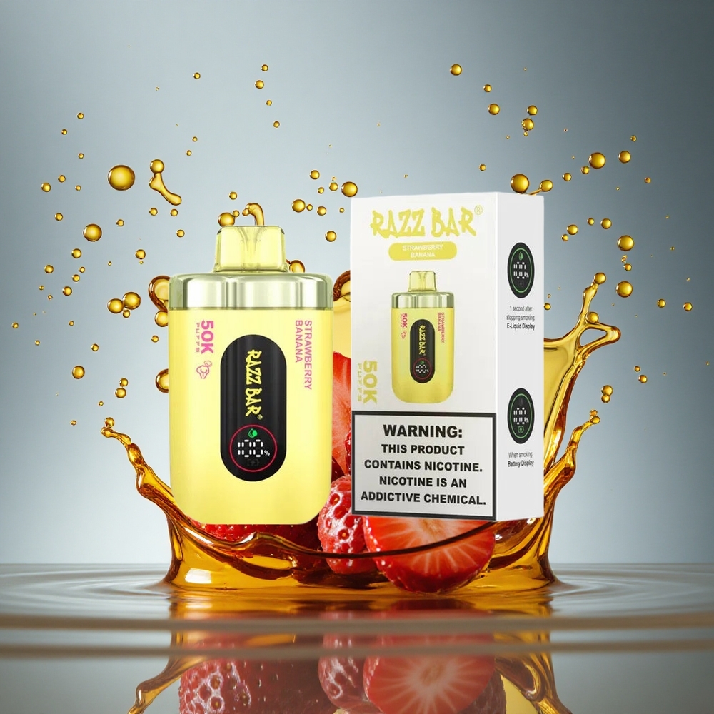 Razz Bar 50K Puffs Aardbei Banaan 2% Nicotine Mesh Coil Type-C