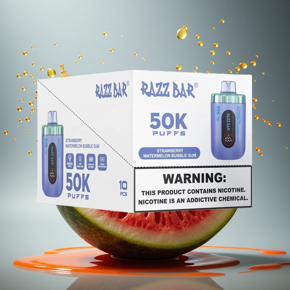 Razz Bar 50K Puffs Aardbei Watermelon Bubble Gum met 2% nicotine en 650 mAh