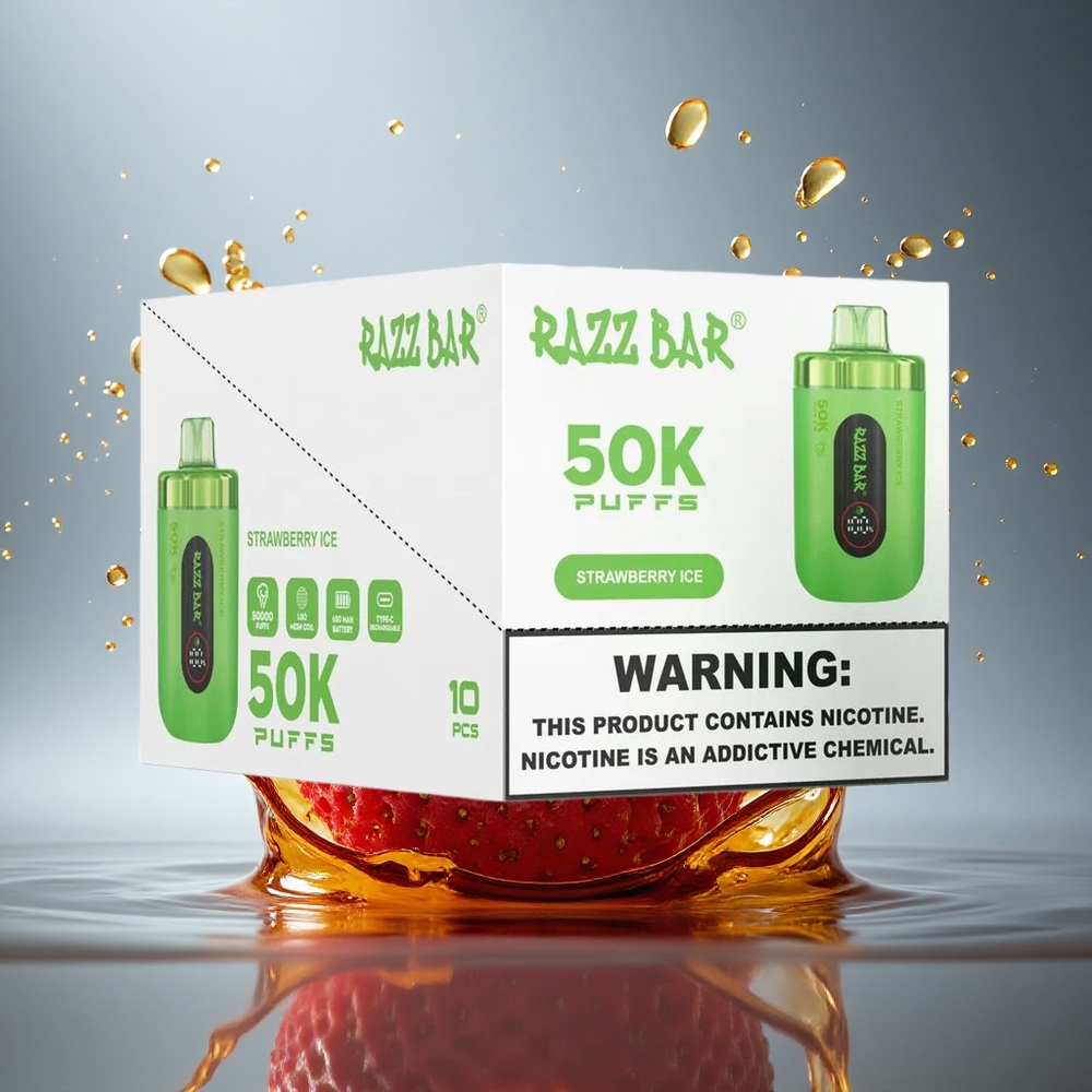 Razz Bar 50K Puffs Aardbeienijs Mesh Coil 650mAh 2% Nicotine