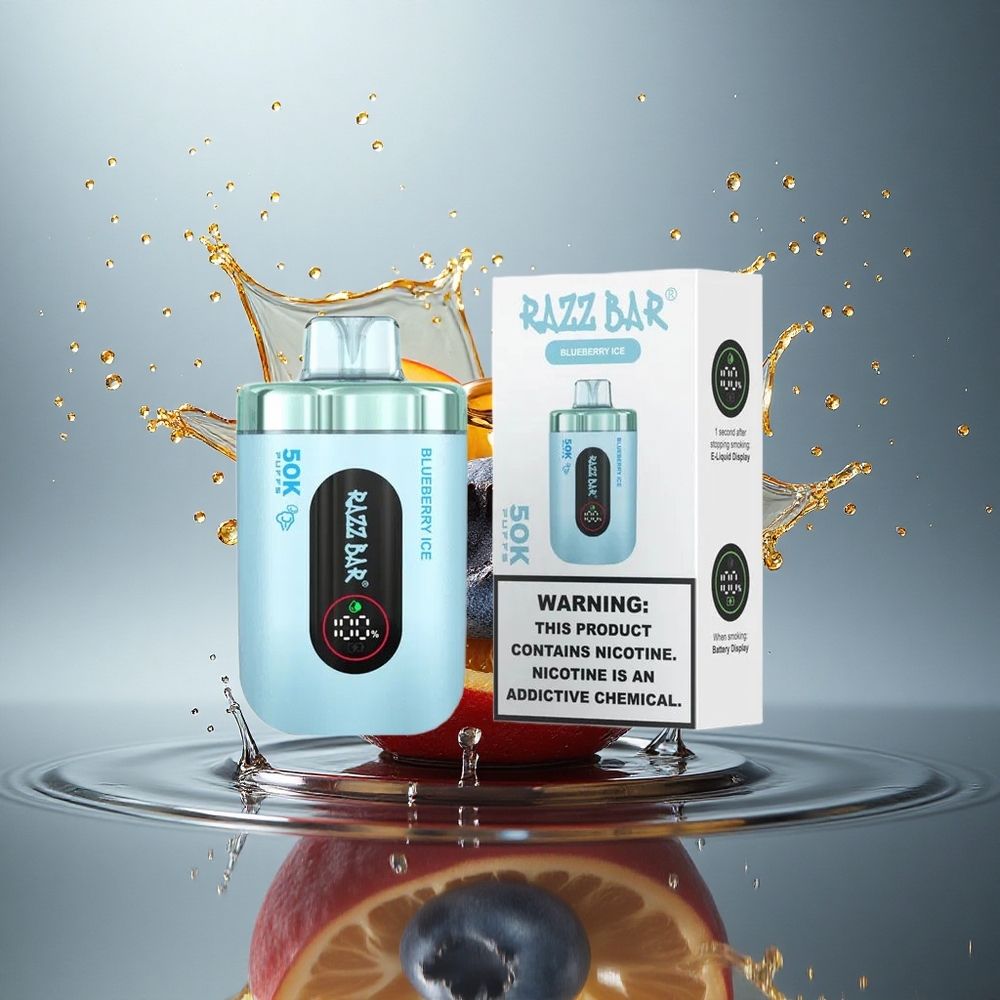 Razz Bar 50K Puffs Blauwe Bessen IJs 650 mAh Mesh Coil 2% Nicotine