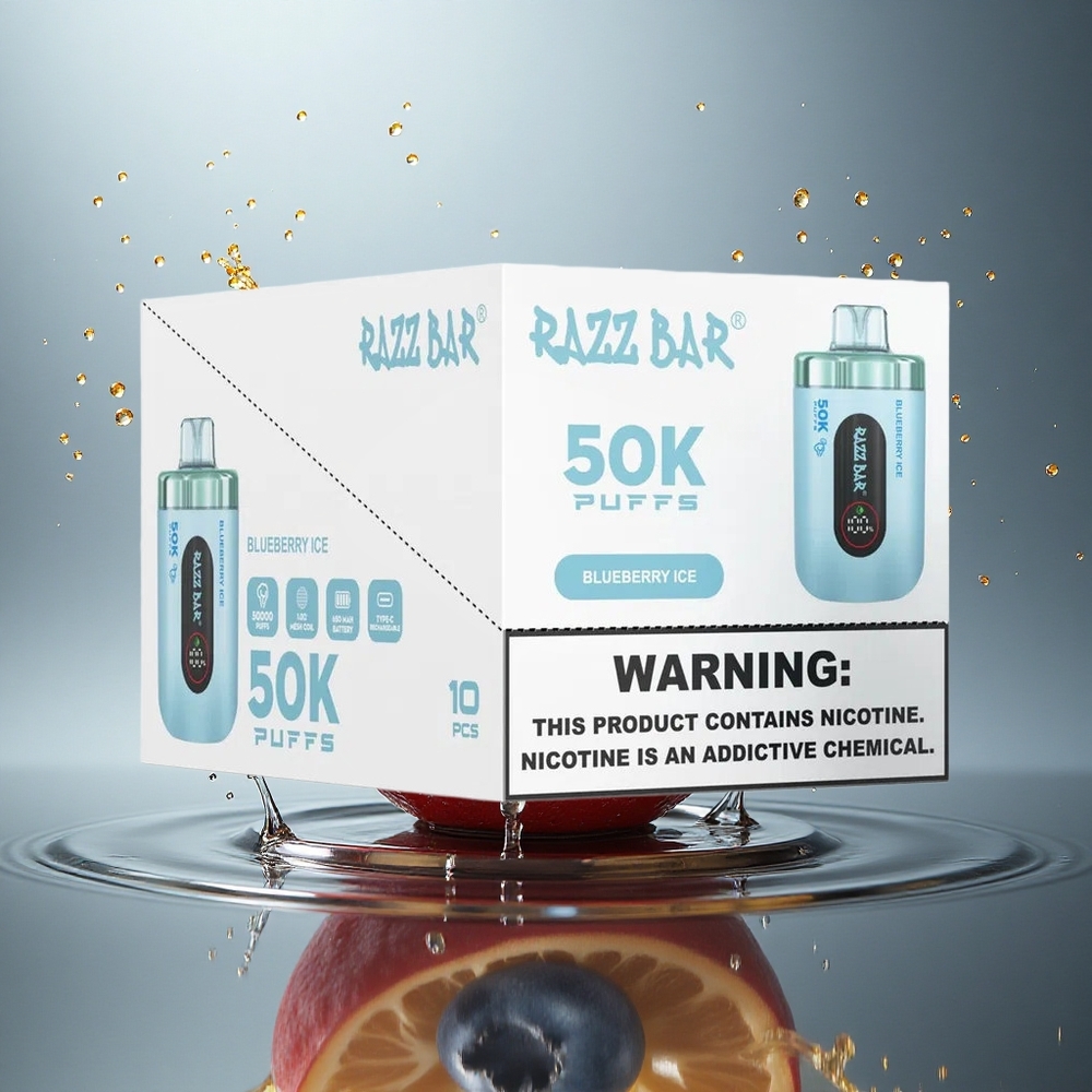 Razz Bar 50K Puffs Blauwe Bessen IJs 650 mAh Mesh Coil 2% Nicotine