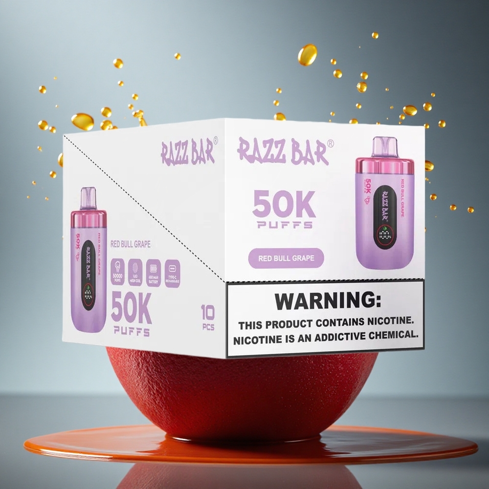 Razz Bar 50K Puffs Rode Druif Mesh Coil 650 mAh 2% Nicotine Wegwerp Vape