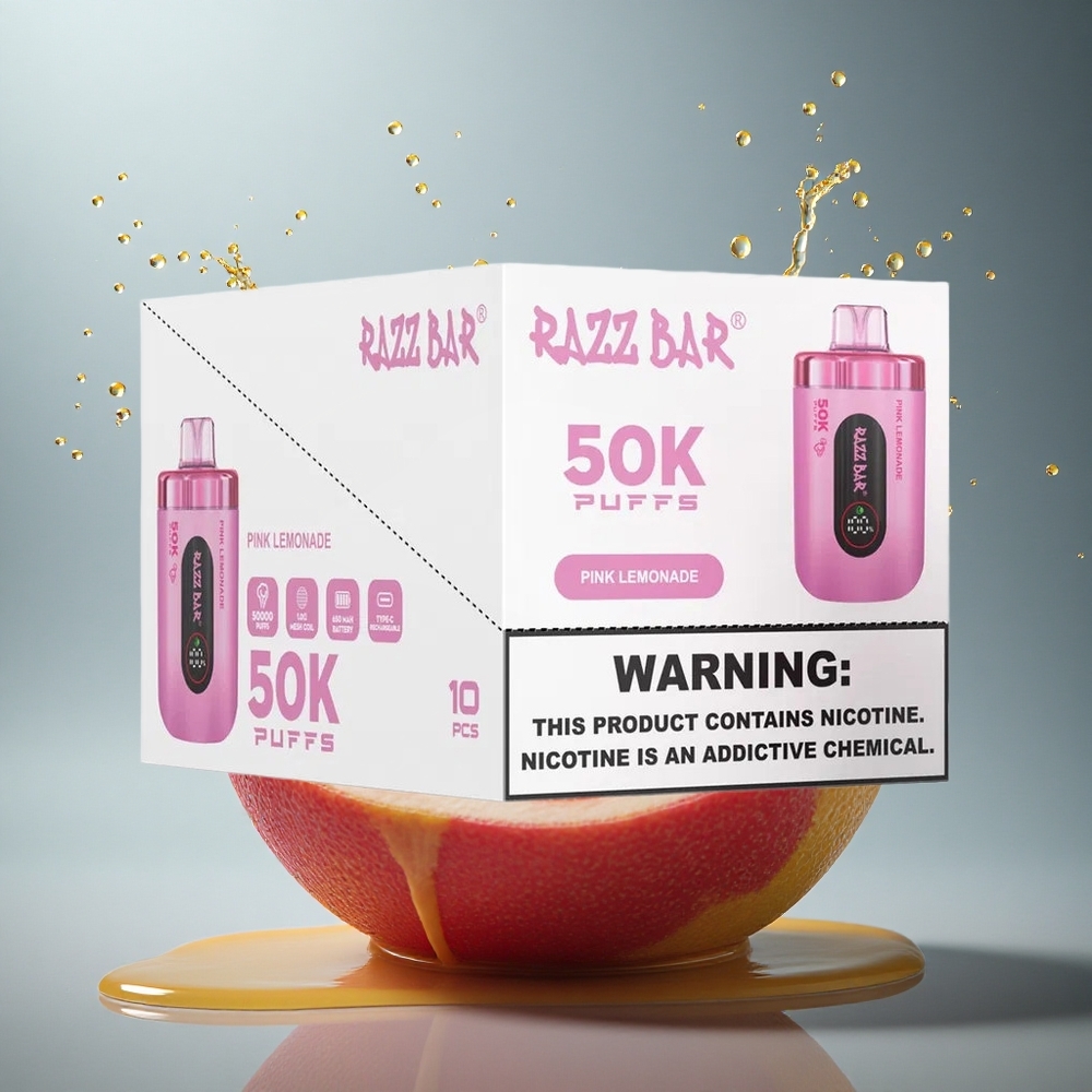 Razz Bar 50K Puffs Roze Limonade Wegwerp Vape met 2% Nicotine en 650 mAh Battery