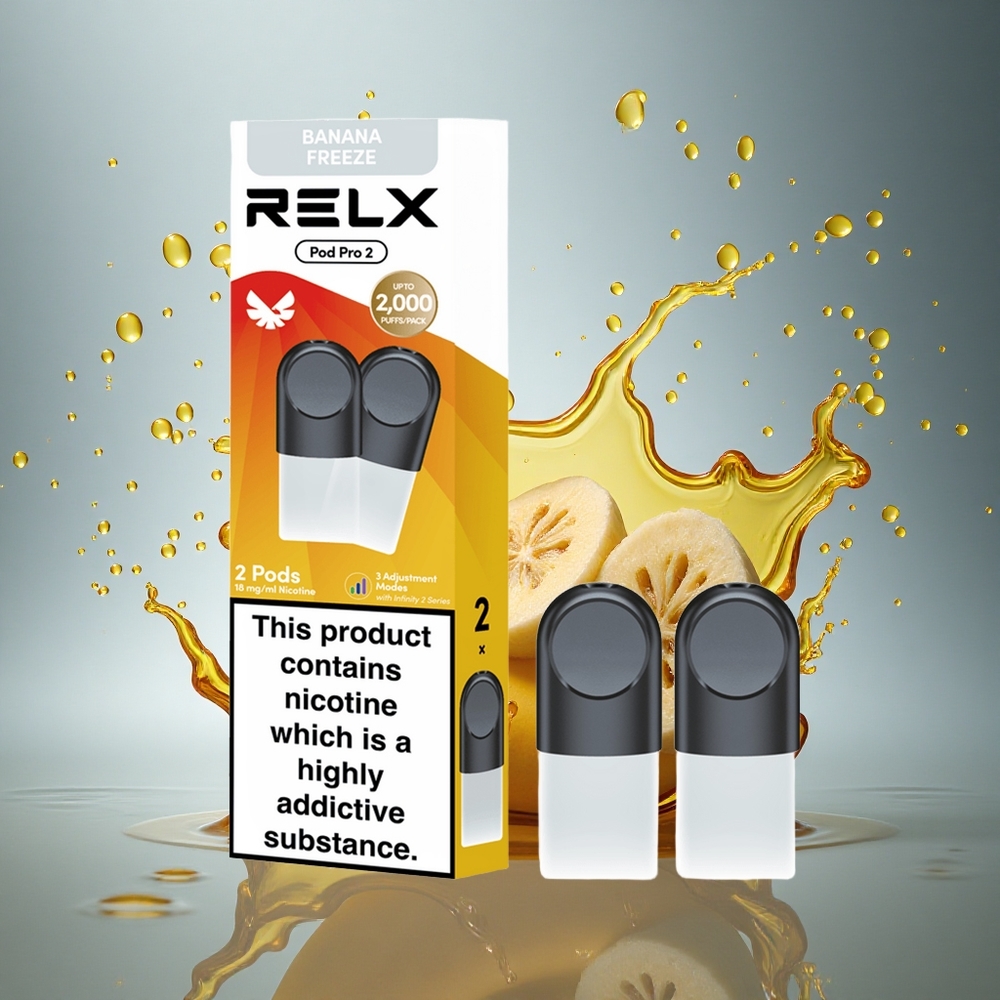 Relx Pod Pro 2 Vape Device Dessert-Banaan Vries 18mg/ml nicotine - 1.9ml - Eco/Smooth/Boost Modus
