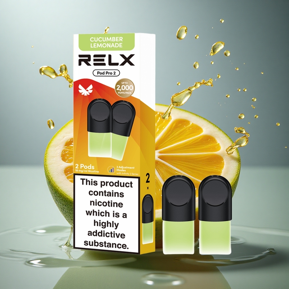 Relx Pod Pro 2 Vape Device Drank-Komkommer Limonade 18mg/ml nicotine - 1,9ml capaciteit - 3 voltage aanpassingen (Eco, Smooth, Boost)