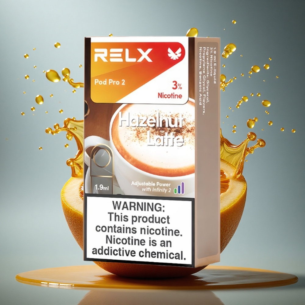 Relx Pod Pro 2 Vape Device Hazelnoot Latte 30mg/ml nicotine - 1,9ml capaciteit - 3 voltage-instellingen