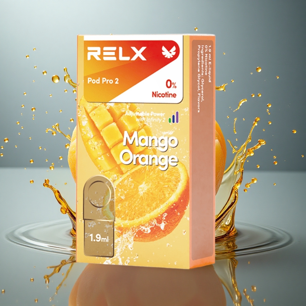 Relx Pod Pro 2 Vape Device Mango Sinaasappel 0mg/ml 1.9ml 2 pods/pack Boost Mode (8W)