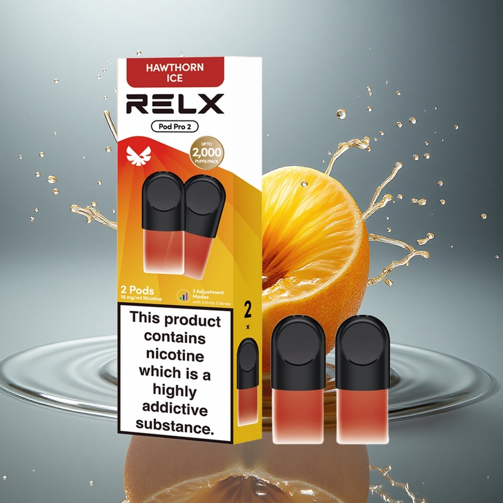 Relx Pod Pro 2 Vape Device Meidoorn IJs 18mg/ml nicotine 1.9ml 2 stuks/pak 3 voltages