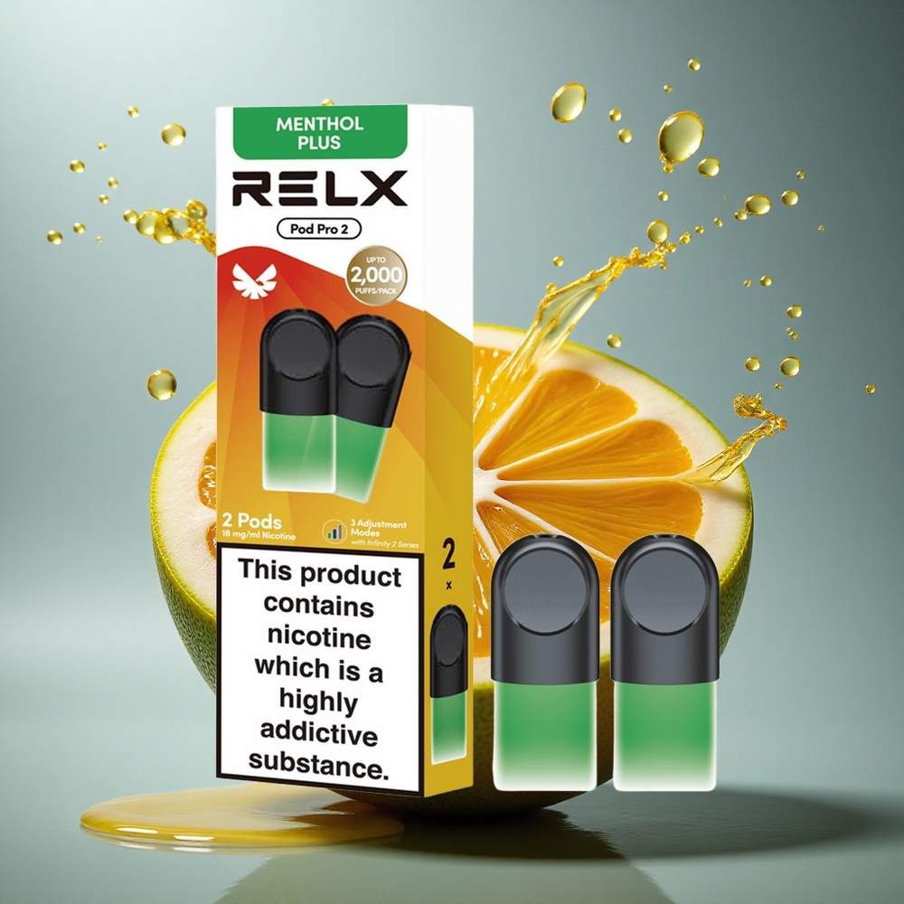Relx Pod Pro 2 Vape Device Munt-Menthol Plus 18mg/ml Nicotine 1.9ml 600 Puffs Eco-Smooth-Boost