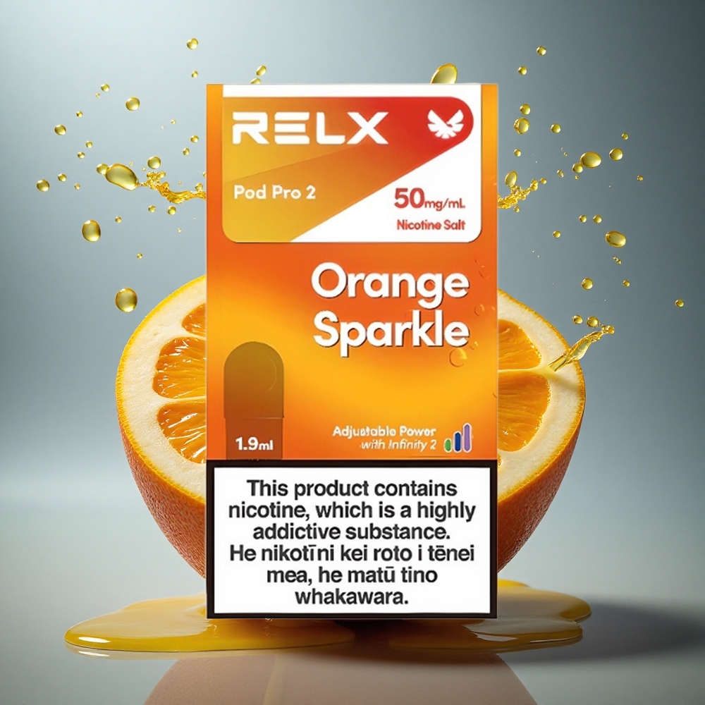 Relx Pod Pro 2 Vape Device Oranje Glinstering 50mg/ml Nicotine 1.9ml 3 Spanningsstanden
