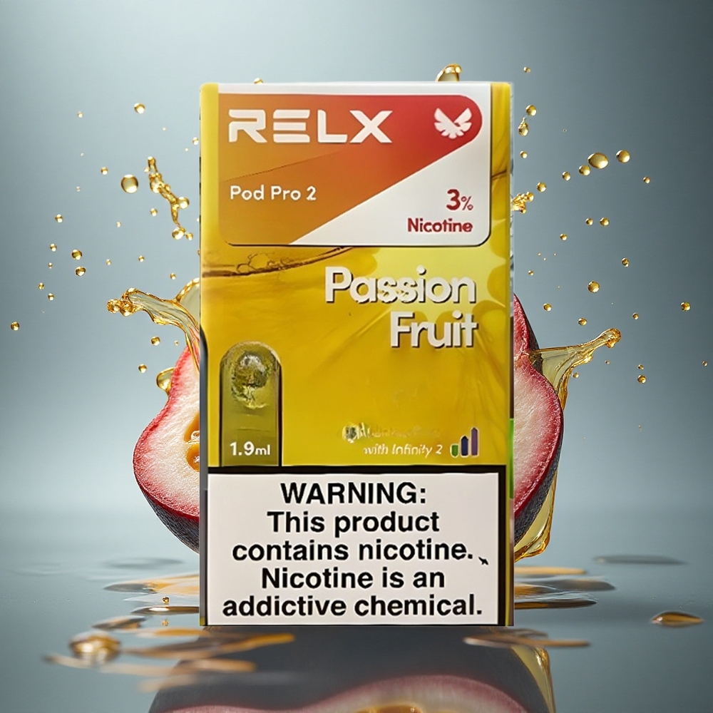 Relx Pod Pro 2 Vape Device Passievrucht 30mg/ml nicotine met 1.9ml capaciteit en 3 voltage aanpassingen